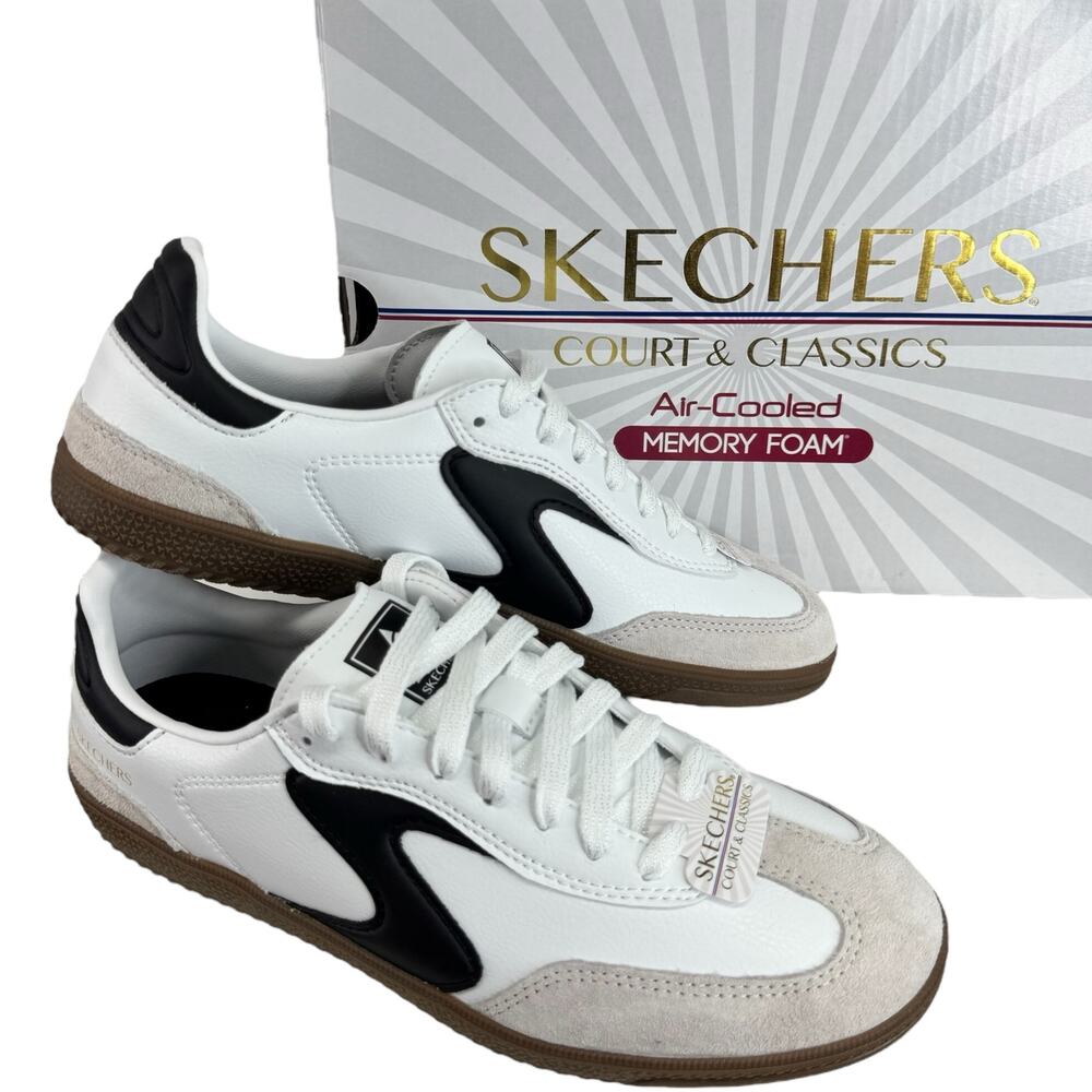 Skechers Womens Shoes Hotshot-Kickoff 185232 White Black Beige US 7.5